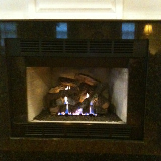 Gas log fireplace insert.