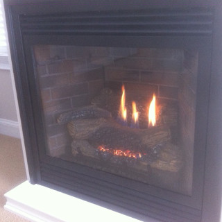 Gas stove fireplace.