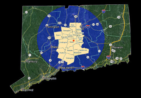 Map of Extended Service Area.